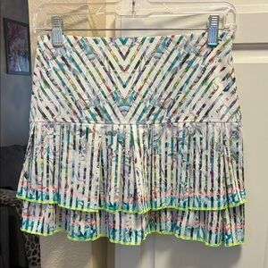 Lucky in Love white patterned pleated, tiered tennis skirt